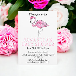 Invitación Flamingo rosa Baby Shower moderno simple