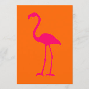 Invitación Flamingo rosa brillante en Naranja
