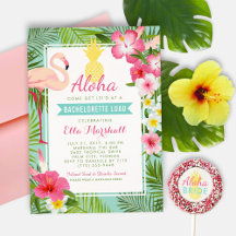 Flamingo rosa de piña tropical Bachelorette Luau