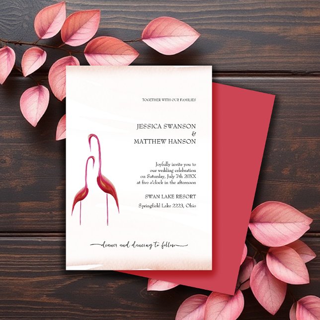 Invitación Flamingo rosa dorado exótico (Subido por el creador)