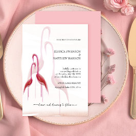 Invitación Flamingo rosa dorado exótico