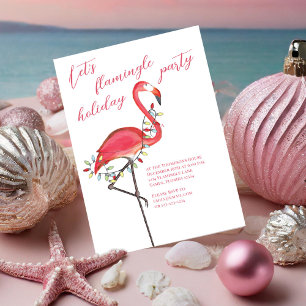 Invitación Flamingo rosa lindo fiesta de feriado de navidades