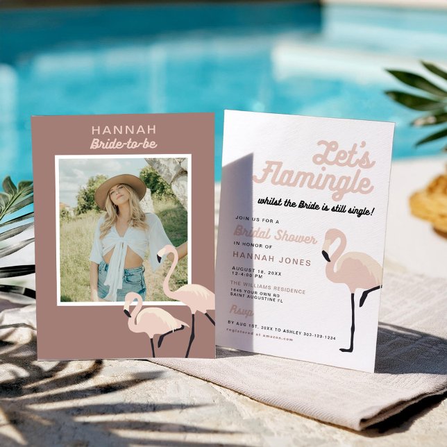 Invitación Flamingo Rosa Retro Permite La Ducha De Novias Fla (Subido por el creador)