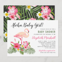 Flamingo rosa tropical Aloha Baby Shower