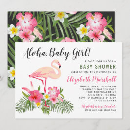 Invitación Flamingo rosa tropical Aloha Baby Shower
