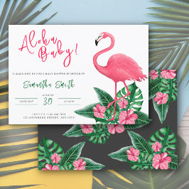 Invitación Flamingo rosa tropical Aloha Baby Shower