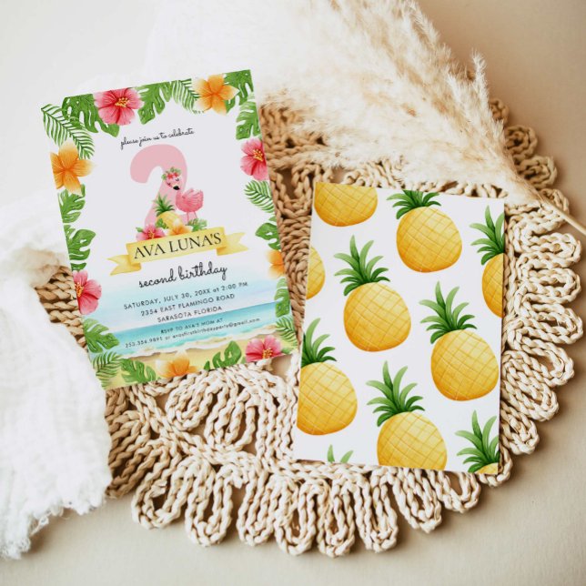 Invitación Flamingo Rosa Tropical Chica Verano 2do (Subido por el creador)