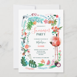 Invitación Flamingo rosa tropical fiesta de verano