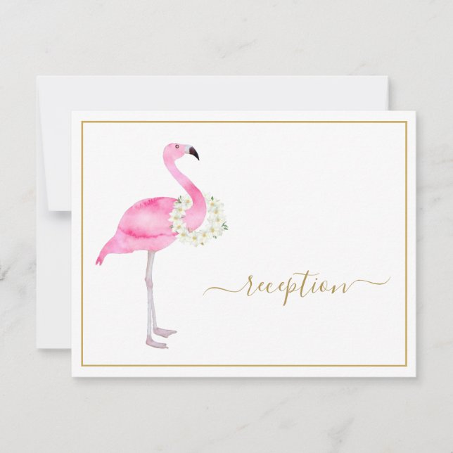 Invitación Flamingo rosa tropical sin regalos Fiesta de recep (Anverso)