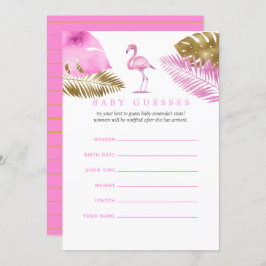 Invitación Flamingo rosa y dorado Baby Shower Baby Guesses