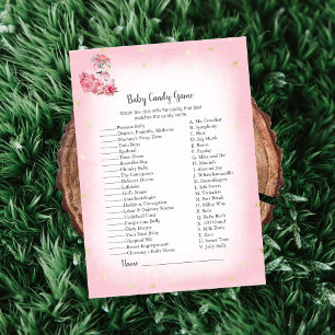 Invitación Flamingo Rosado Ballerina Baby Candy Shower Game