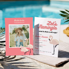 Invitación Flamingo Rosado Caliente Permite Ducha De Novias F