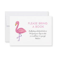 Flamingo Rosado Moderno Baby Shower Trae Un Libro