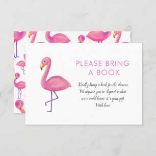 Invitación Flamingo Rosado Moderno Baby Shower Trae Un Libro