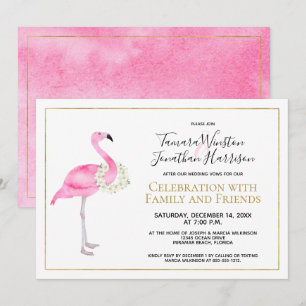 Invitación Flamingo Rosado Tropical Magnolia Recepción Floral