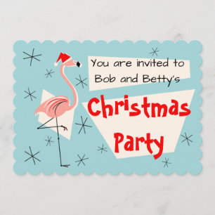 Invitación Flamingo Santa Blue vieira horizontal