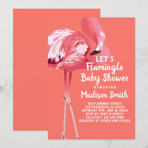 Invitación Flamingo suave tropical Flamingo Flamingle Baby Sh