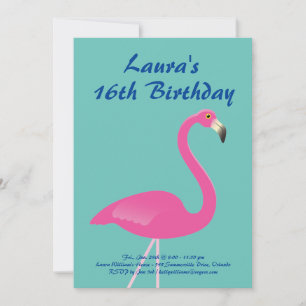 Invitación Flamingo Sweet 16 Birthday Party Invite- turquesa