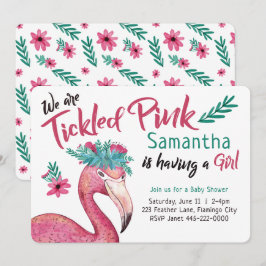 Invitación Flamingo Tickled Pink Baby Shower