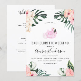 Invitación Flamingo Tropical Bachelorette Itinerario