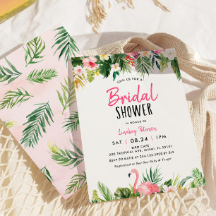 Invitación Flamingo Tropical Beach Bridal Shower