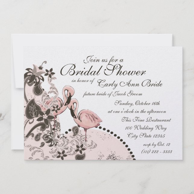 Invitación Flamingo Tropical Bridal Shower (Anverso)