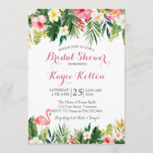 Flamingo Tropical Bridal Shower INvitation