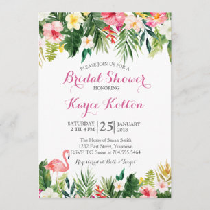 Invitación Flamingo Tropical Bridal Shower INvitation