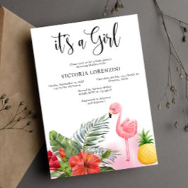 Invitación Flamingo Tropical es un Baby Shower Chica