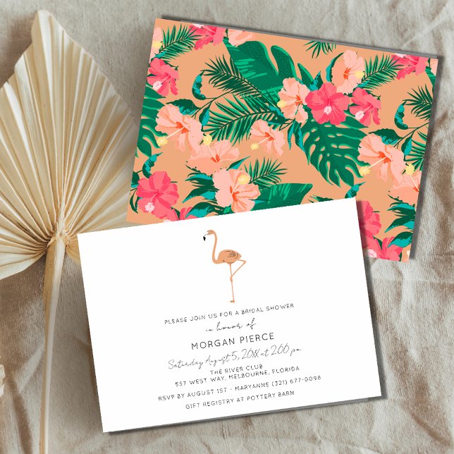 Invitación Flamingo Tropical Floral Verano Ducha de Novias (Subido por el creador)