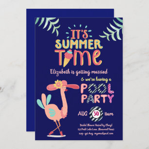 Invitación Flamingo tropical PISCINA FIESTA moderno divertido