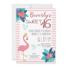 Flamingo tropical rosa y azul floral 16