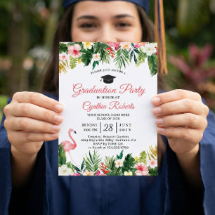 Invitación Flamingo Tropical Sale del Partido de Graduación F