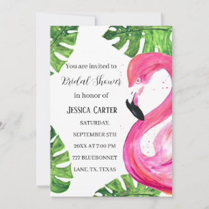Invitación Flamingo Tropical Summer Hawaii Bridal Shower