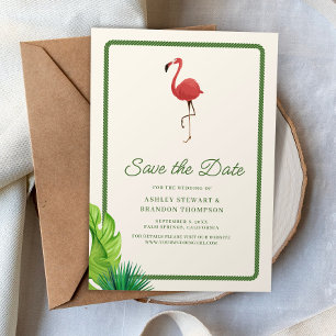 Invitación Flamingo Trópicos Boda Costera Ahorre la Fecha