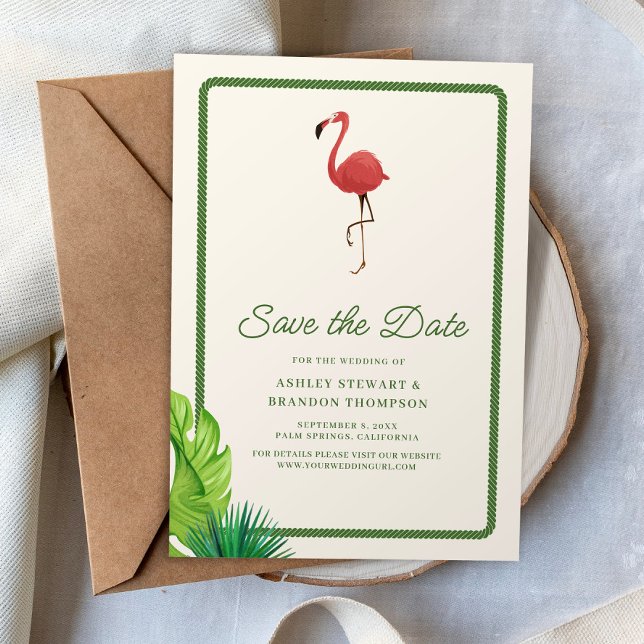 Invitación Flamingo Trópicos Boda Costera Ahorre la Fecha (Subido por el creador)
