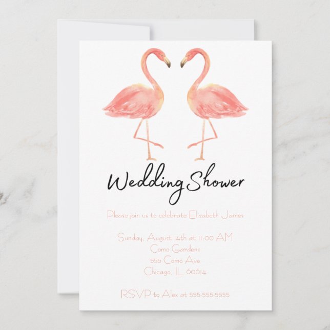 Invitación Flamingo Wedding Shower (Anverso)