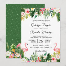 Flamingos Amor Palm Tropical Boda Floral