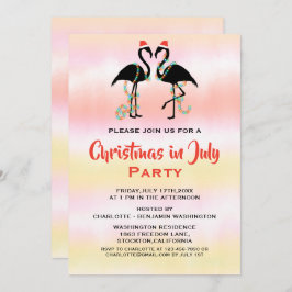 Invitación Flamingos de verano en acuarela Navidad en julio 