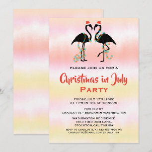 Invitación Flamingos de verano en acuarela Navidad en julio