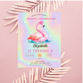 Invitación Flamingos rosados adorables de Guay Holograma