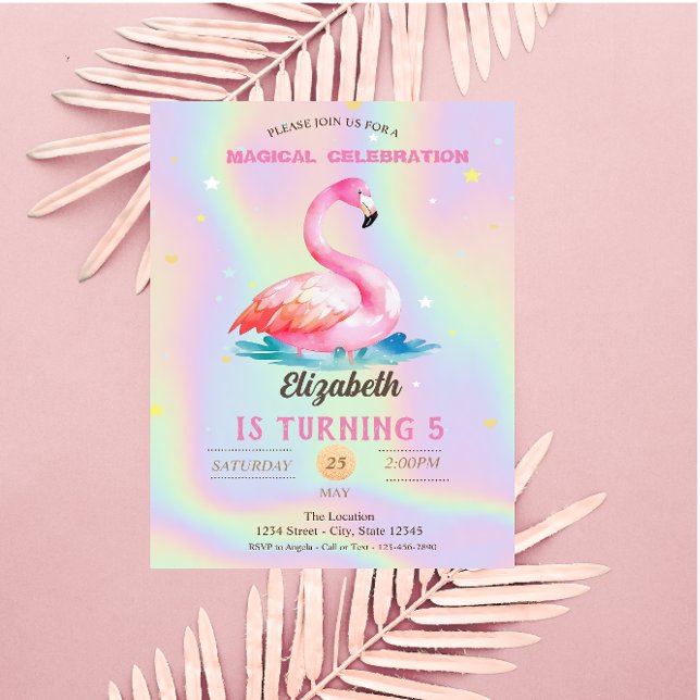 Invitación Flamingos rosados adorables de Guay Holograma (Subido por el creador)