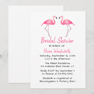 Invitación Flamingos rosados Ducha de novias Verano tropical
