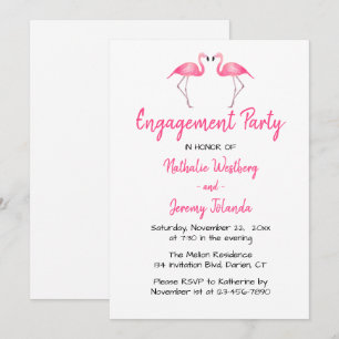 Invitación Flamingos Rosas Tropicales Compromiso Boda Verano