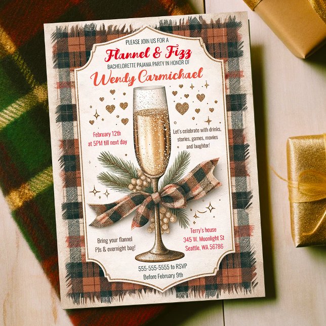 Invitación Flannel acogedor y la fiesta de la soltera de Fizz (Subido por el creador)