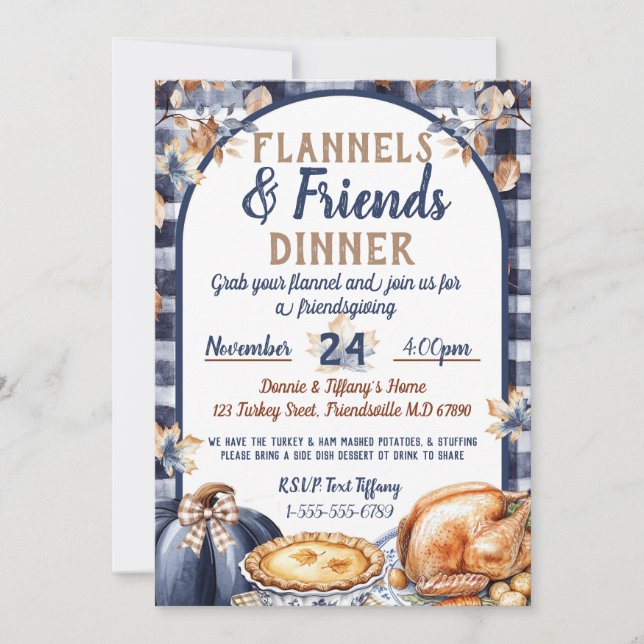 Invitación Flannel and Friends Friendsgiving Thanksgiving (Anverso)
