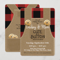 Flannel Cute de leñador como botón de Baby Shower