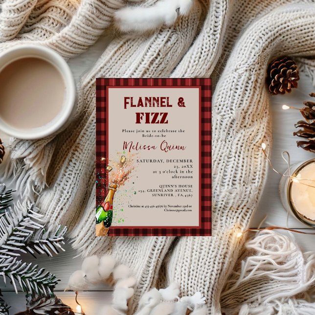 Invitación Flannel & fizz invierno ducha de novia roja y negr (Subido por el creador)