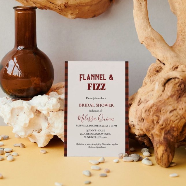 Invitación Flannel & fizz invierno ducha de novia roja y negr (Subido por el creador)