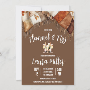 Invitación Flannel & Fizz, manta, ducha de novias de champán
